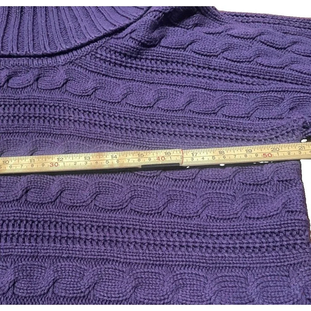 Michael Kors Royal Purple Cable Knit Cowl Neck Sweater Large Fisherman Goth